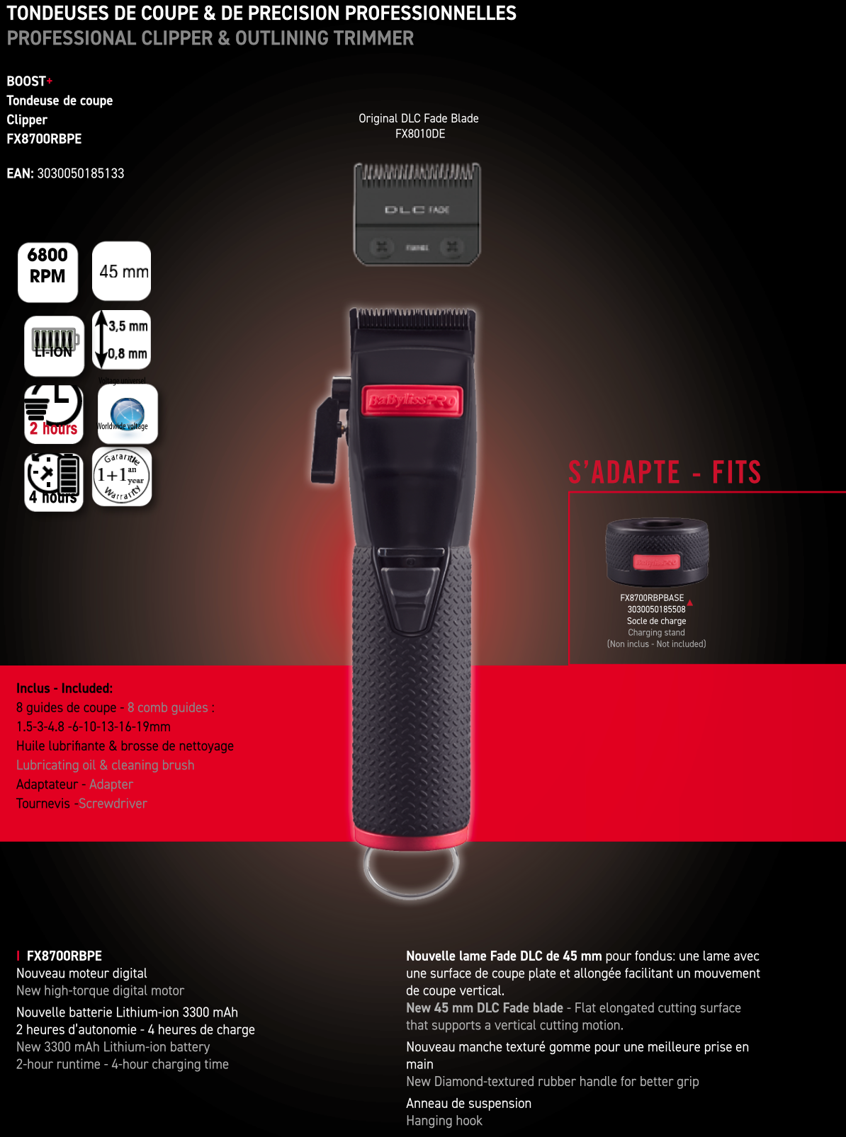 BaByliss PRO Haarschneider BOOST+ BLACK&RED
