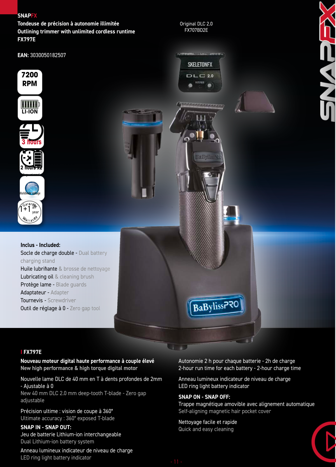 BaByliss PRO SNAPFX Präzisionstrimmer – unbegrenzte Laufzeit
