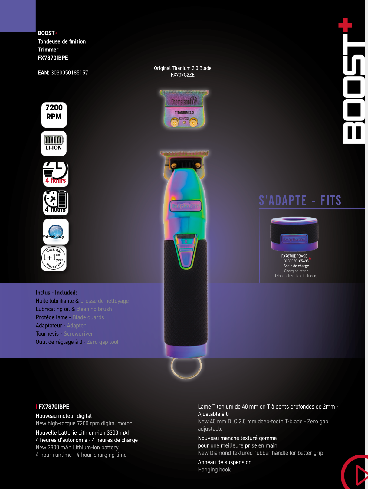 BaByliss PRO Trimmer BOOST+CHAMELEON