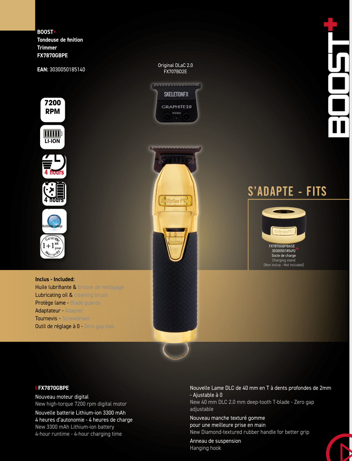 BaByliss PRO Trimmer BOOST+ GOLD/BLACK