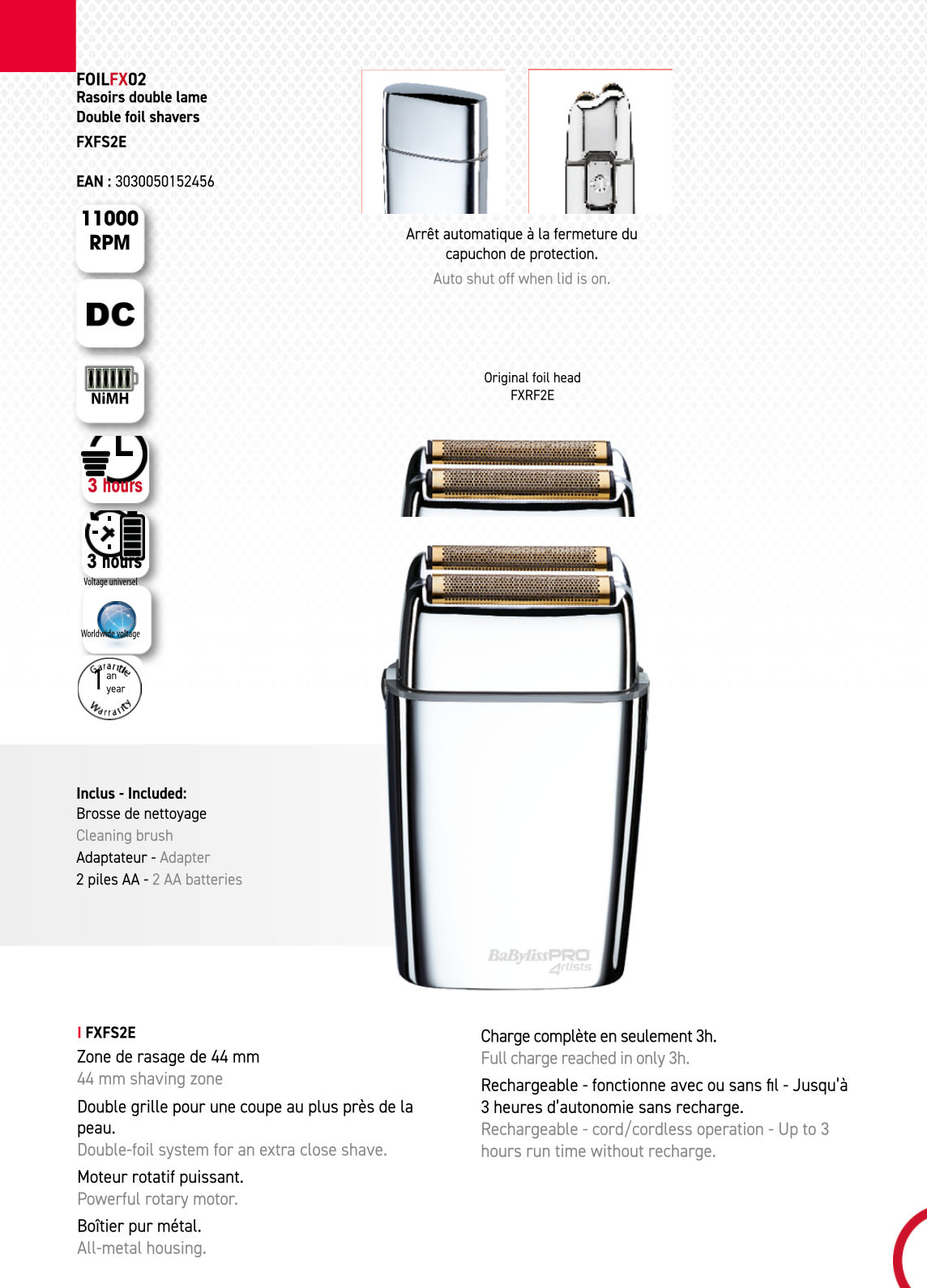 Babyliss Professionelle Doppel Folienrasierer 4Artists  -SILBER