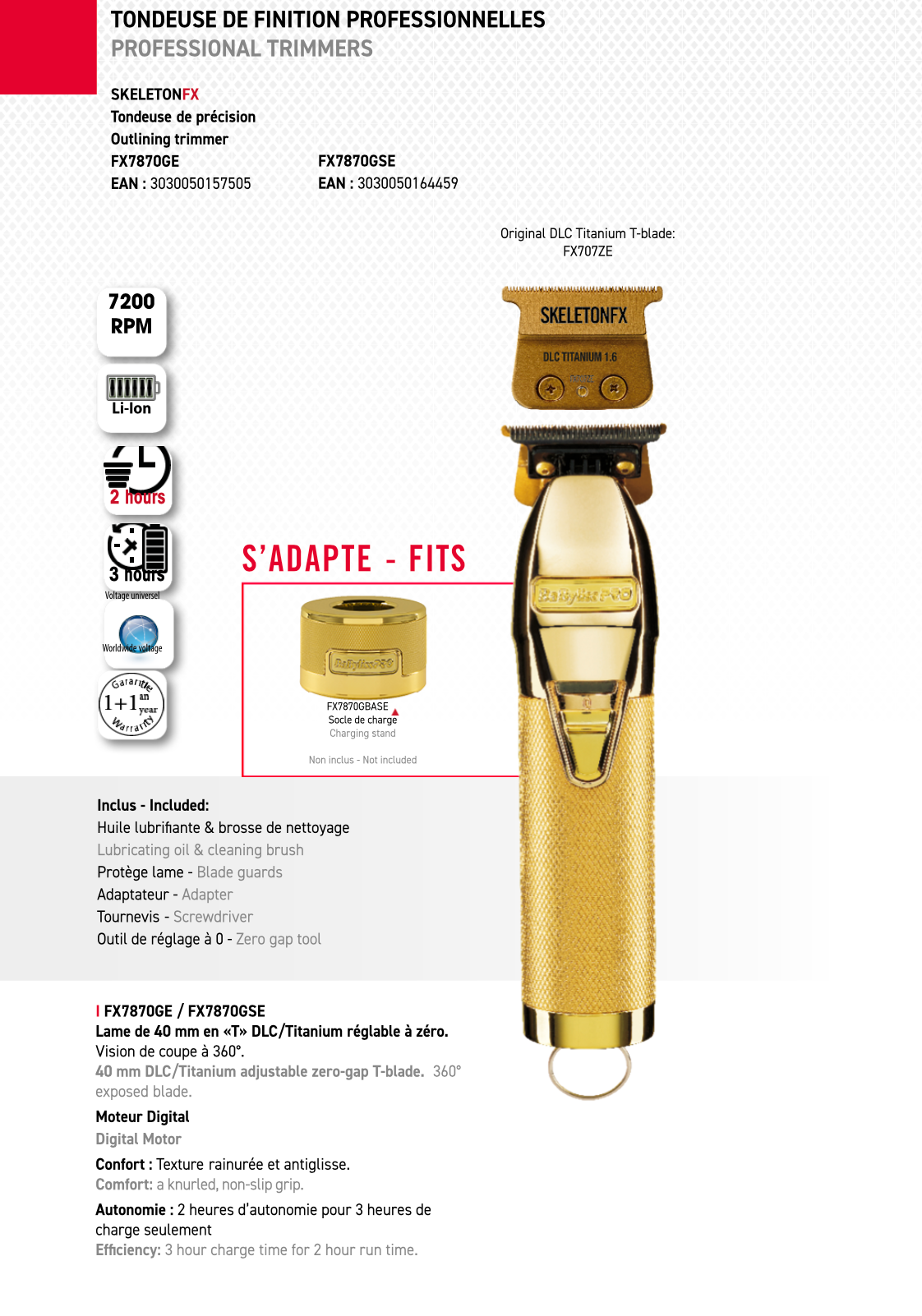 Babyliss Haartrimmer Gold SKELETONFX 4Artists