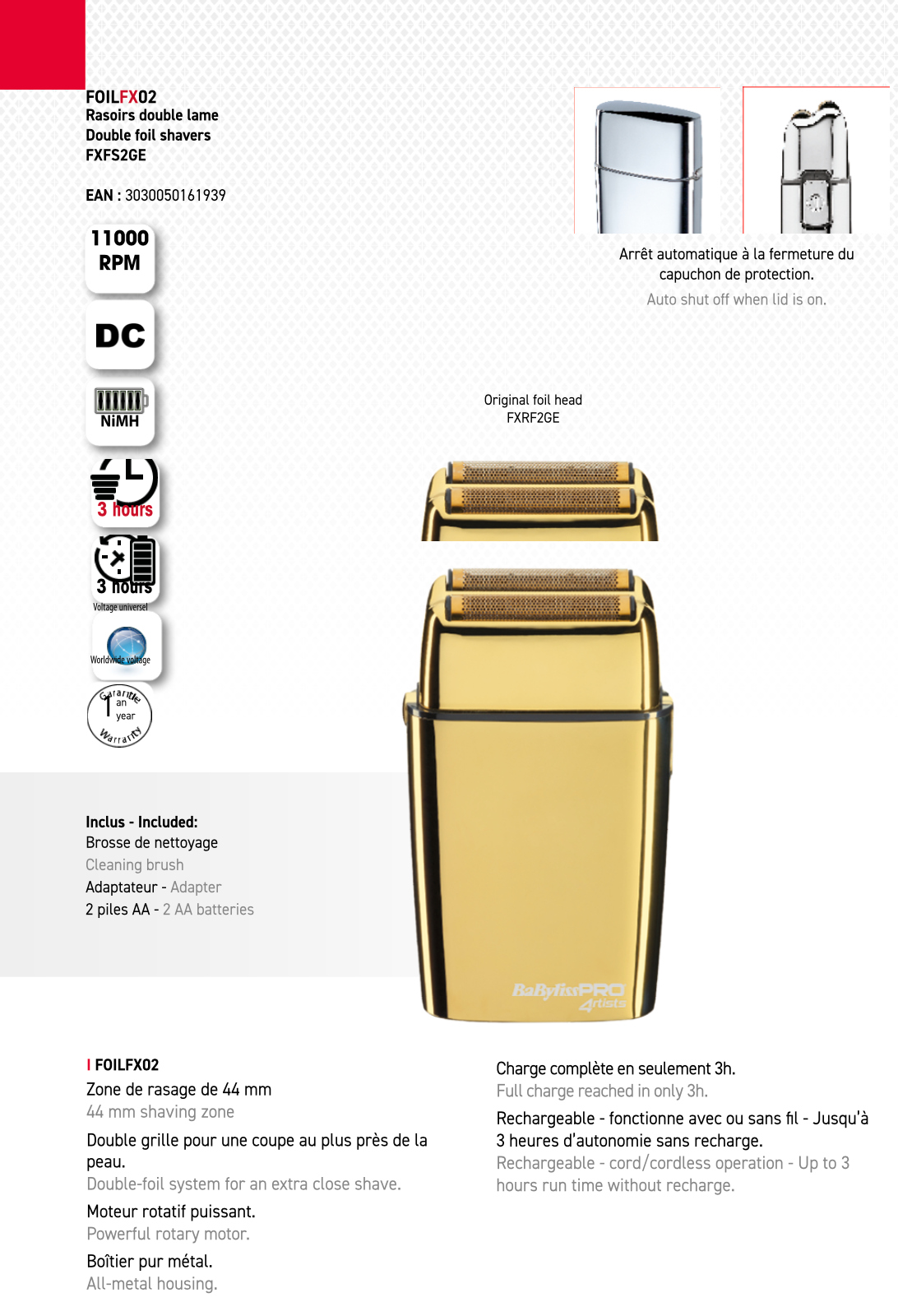 Babyliss Professionelle Doppel Folienrasierer 4Artists  -GOLD