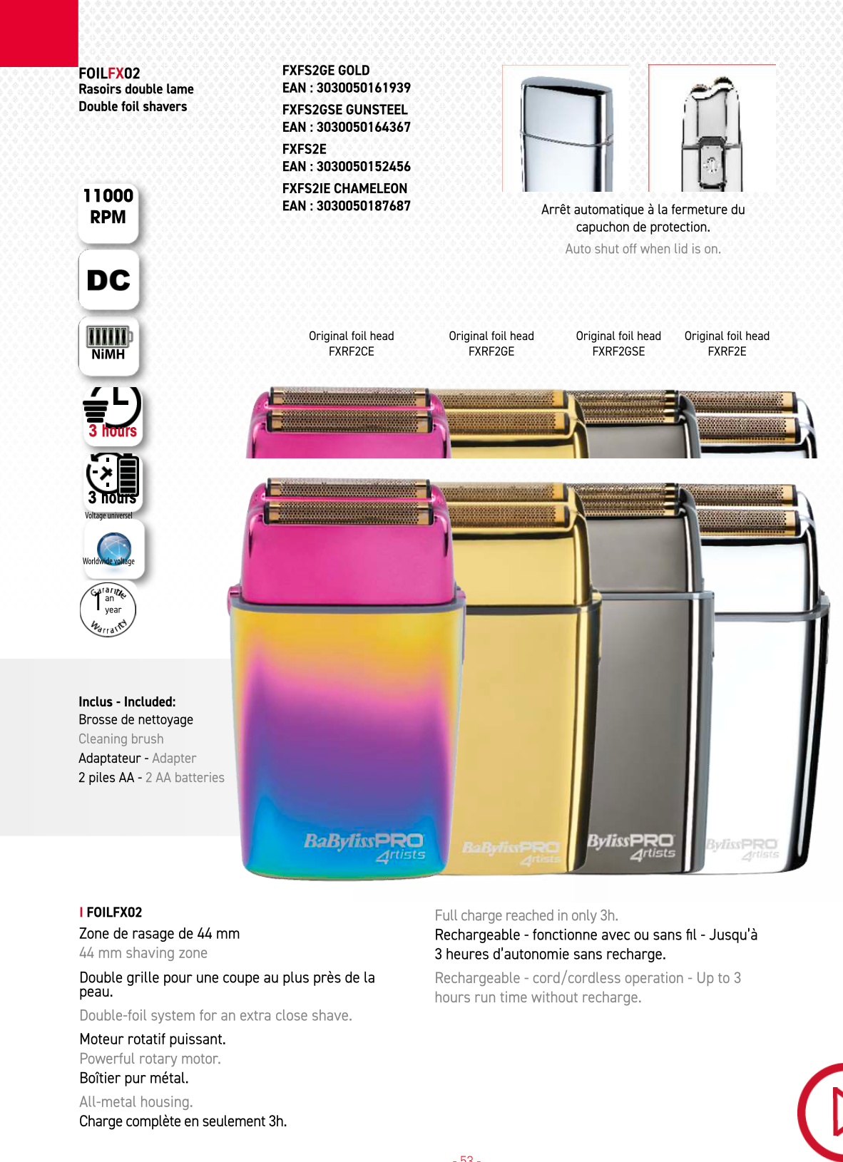 Babyliss Professionelle Doppel Folienrasierer 4Artists  -GOLD