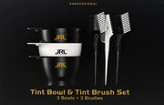 JRL Tint Bowl und Tint Brush Set mit drei Färbeschalen und drei Färbepinseln in Schwarz und Weiss