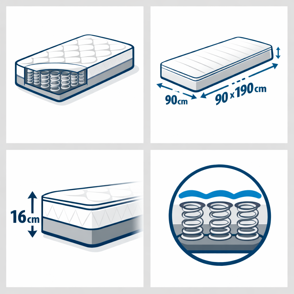 Matratze Federkern 90x190 16cm hoch