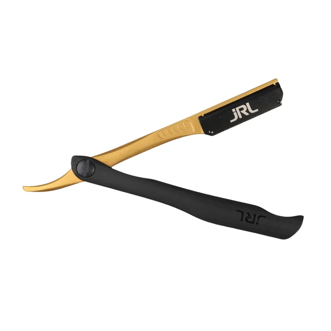 JRL JDJ01J Rasiermesser mit goldfarbener Klingenaufnahme und schwarzem Griff