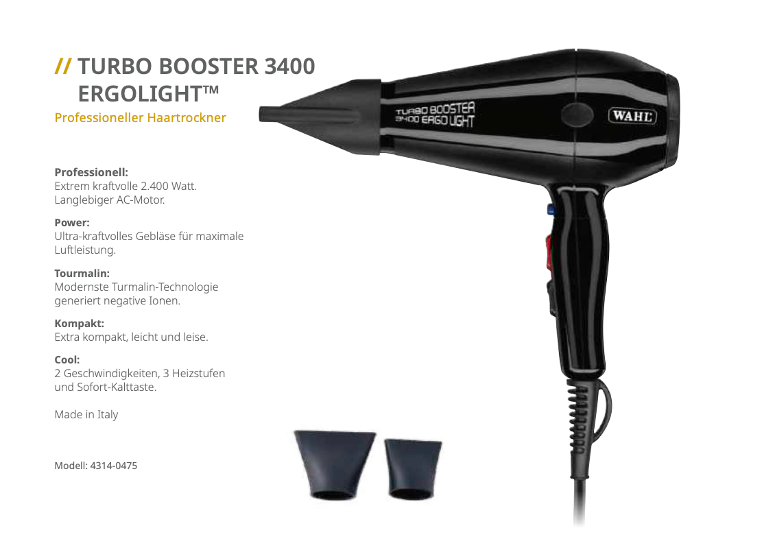 Turbo Booster 3400 Ergolight Haartrockner